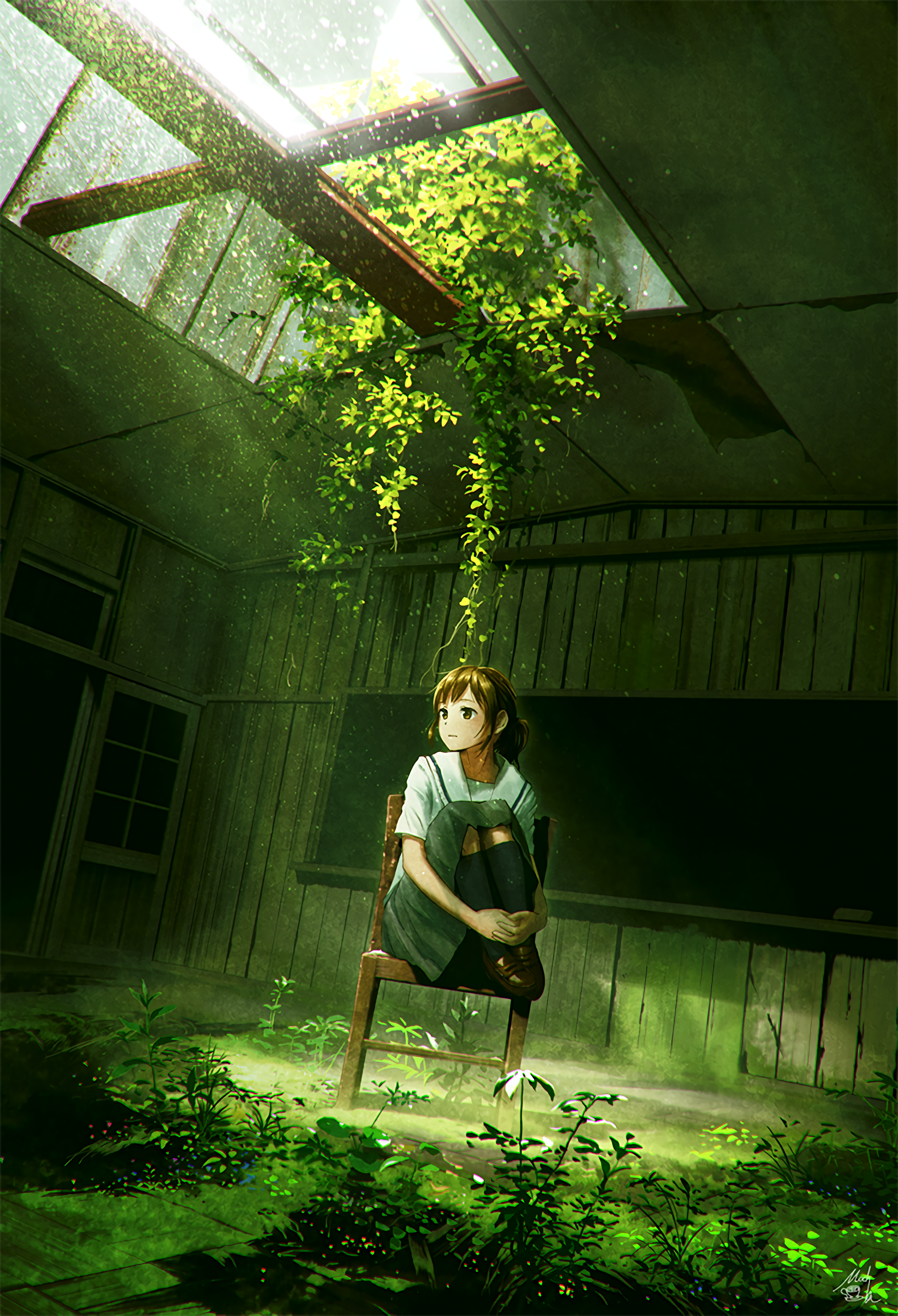 abandoned classroom overgrown nature