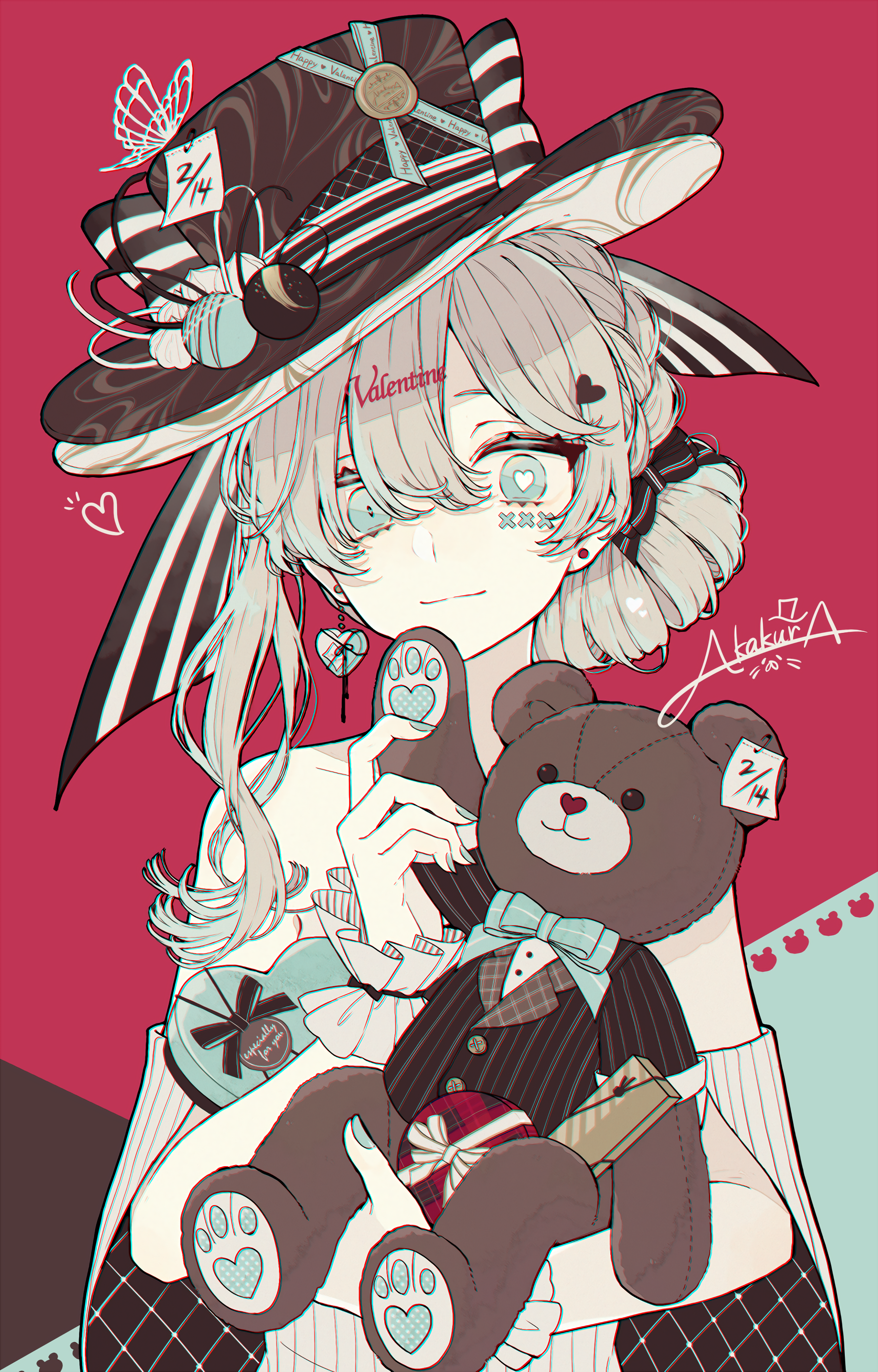 girl valentine hat teddy_bear chocolate