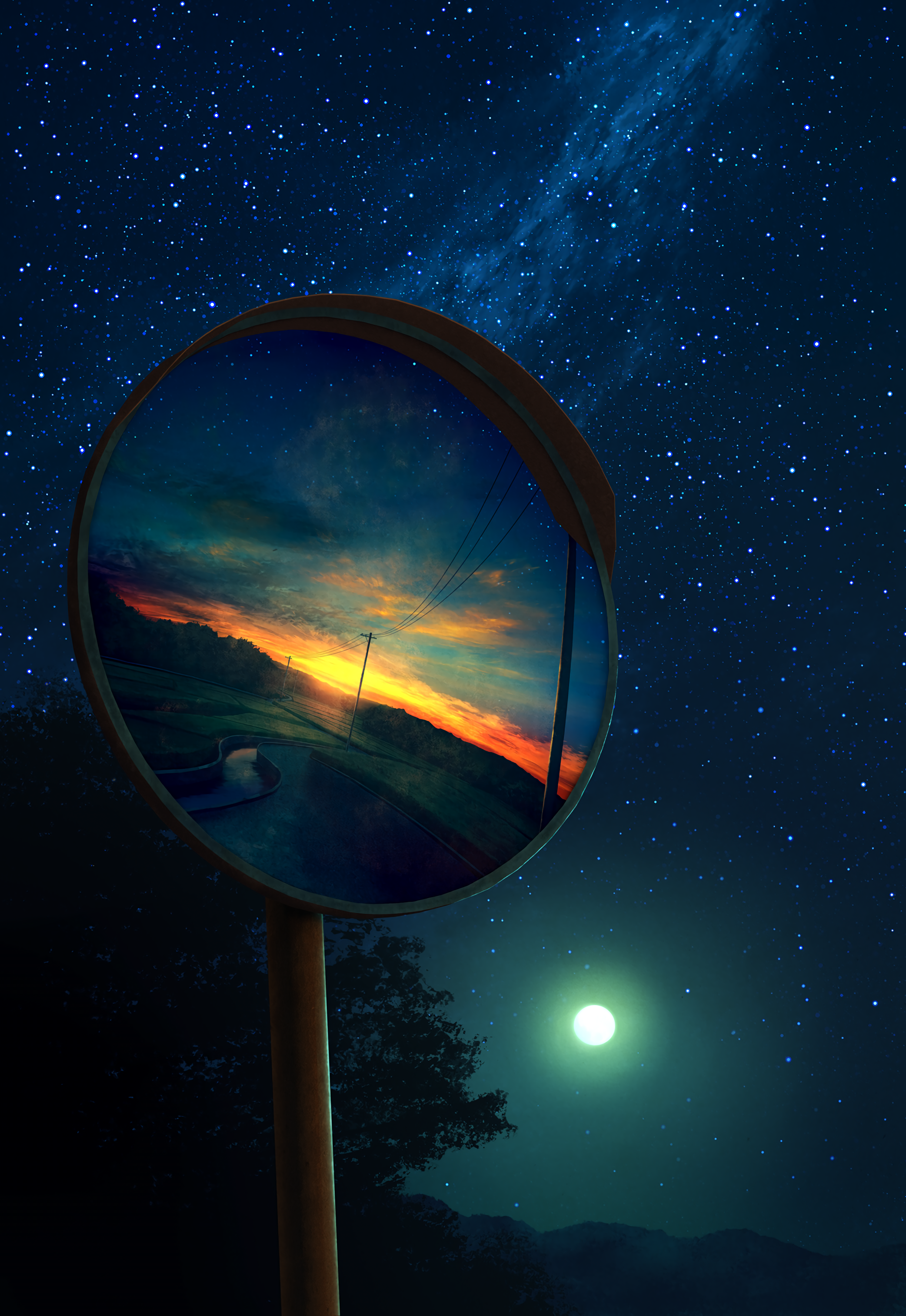 mirror reflection sunset night sky