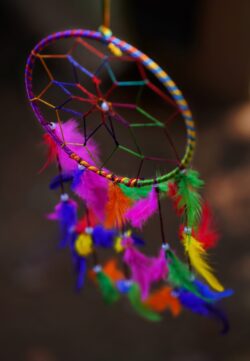 dreamcatcher feathers colorful rainbow bohemian culture spiritual handmade protection hanging vibrant ethnic symbol decoration dreamy