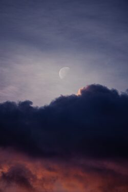 moon clouds dusk night sky crescent dark purple sunset nature moody twilight ethereal dreamy astronomy