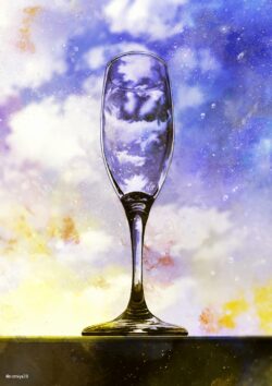 glass cup clouds sky sunset reflection creative photography surreal dreamy peaceful artistic wallpaper clean soft colors blue yellow