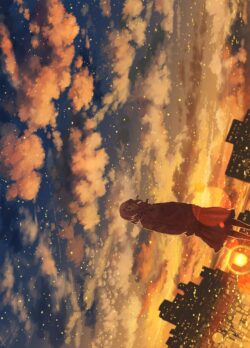 desert dunes sunset golden sand orange sky vast horizon nature peaceful minimalist scenery illustration art wallpaper serene