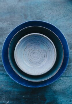 bowls stack ceramic blue dark texture kitchenware stilllife minimal rustic tabletop handmade vessel topview