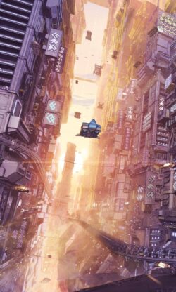 cyberpunk city futuristic metropolis flying cars sci fi urban landscape high tech neon lights dystopian mega city architecture concept art space age advanced tech