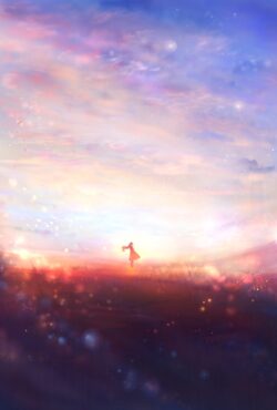 sunset horizon glow field meadow solitude peace warmth dreamy bokeh soft focus sky ethereal minimal calm