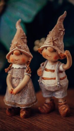 vintage dolls figures gnomes clay figurines handmade craft rustic cute collectible interior decor whimsical sculpture dwarfs art