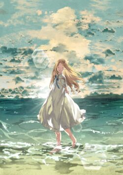 animegirl summer beach sea ocean clouds art fantasy happy smiling digitalart waves sunlight joyful dress