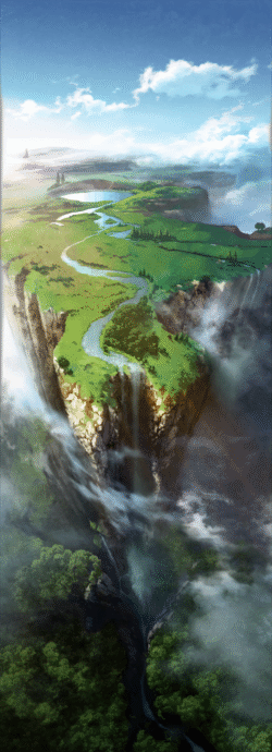 floating island nature waterfall river clouds fantasy scenery majestic digitalart epic mist sky greenery surreal